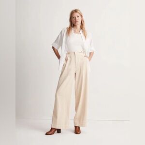 Madewell Corduroy Harlow Wide Leg Pants in Alabaster Size 0 Ribbed High Rise